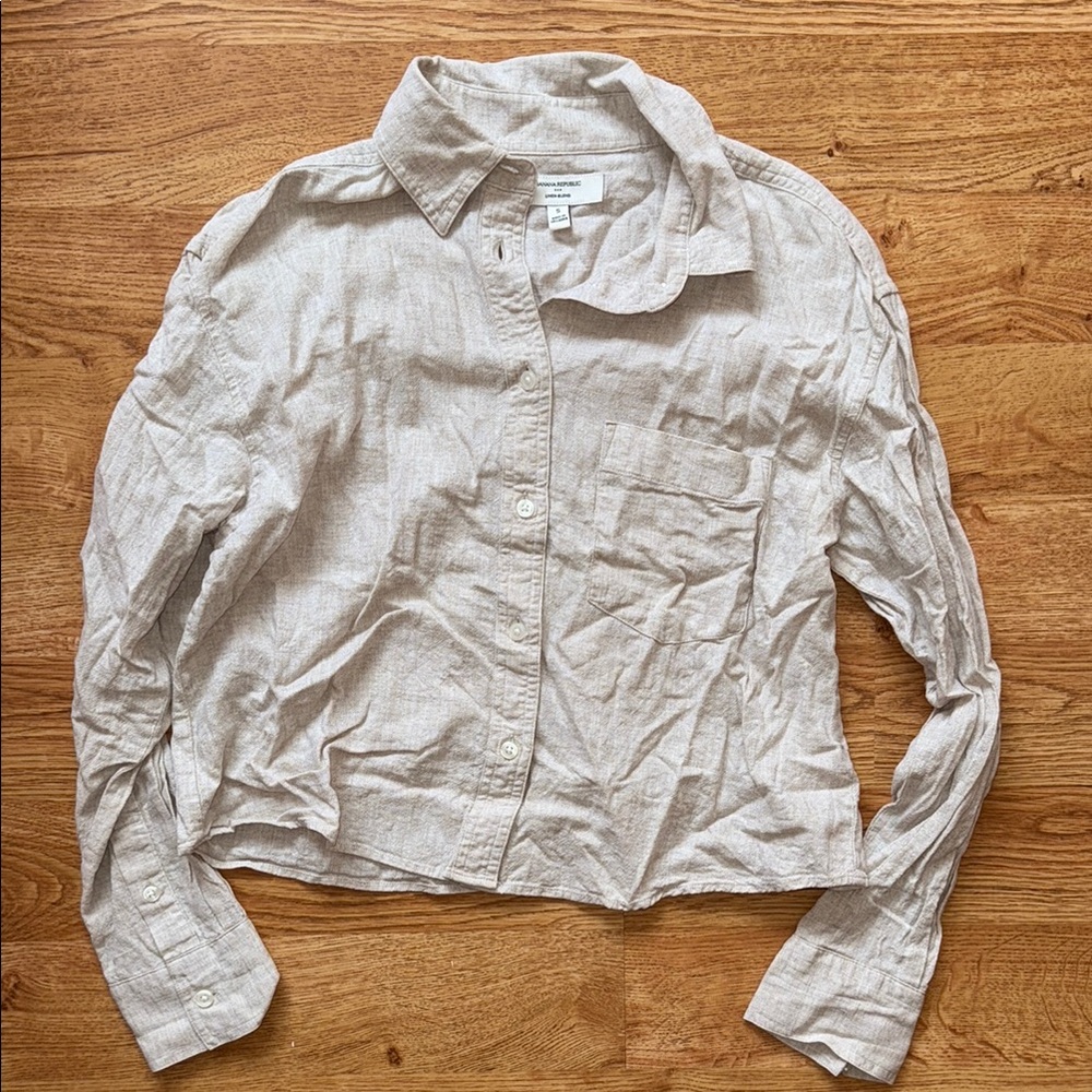 Banana Republic Beige Linen-Blend Top